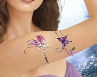 Brazalete superior de plata con mariposa: Brazalete de plata en espiral