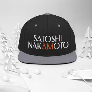 Satoshi Nakamoto Hat: Embroidered Bitcoin Snapback Cap