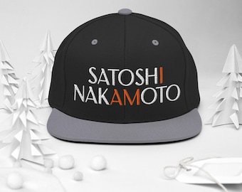 Satoshi Nakamoto Hat: Embroidered Bitcoin Snapback Cap