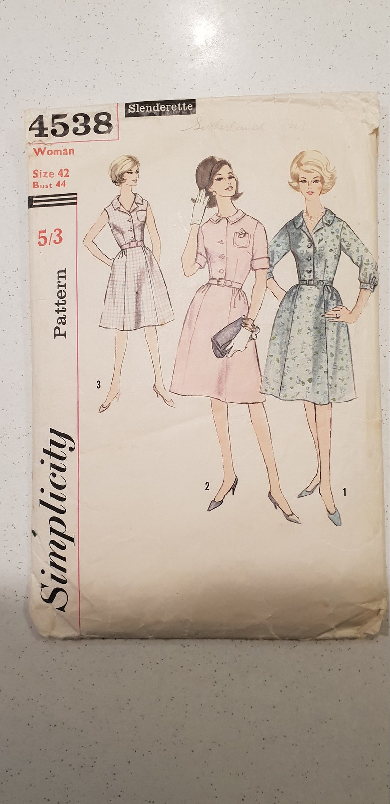 Vintage Simplicity Paper Sewing Pattern, Style 4538 Dress, Sewing Paper