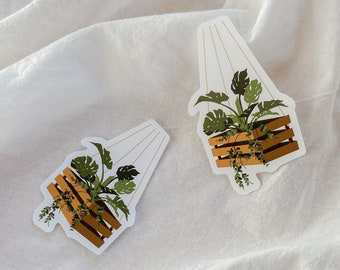 Pegatina de planta colgante: vinilo impermeable para portátil, ilustrado a mano, para botella de agua.