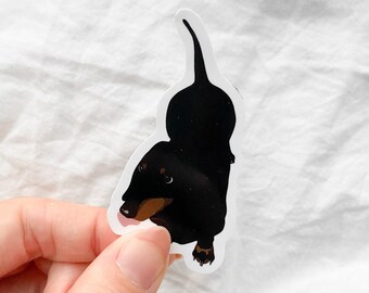 Pegatina minimalista de perro salchicha / Vinilo impermeable Doxie Art