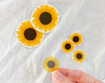 Pegatina transparente de girasol: decoración de ventana a mano, impermeable, para portátil y botella de agua.