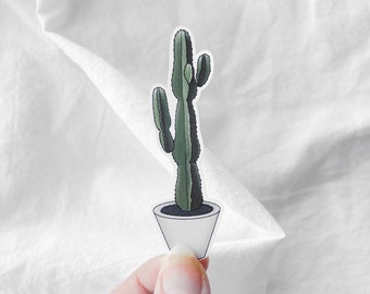 Pegatina de planta de cactus: Vinilo adhesivo minimalista impermeable