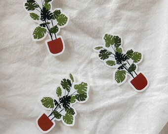 Pegatina de planta Monstera: vinilo troquelado impermeable para portátil y botella de agua.