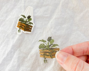 Pegatina de planta colgante bohemia, transparente para portátil, impermeable, para botella de agua