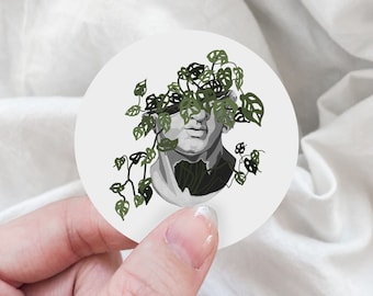 Pegatina para maceta con busto griego / Arte mitológico dibujado a mano