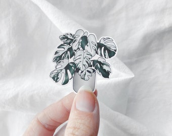 Pegatina de planta Monstera Variegata: Vinilo impermeable para portátil