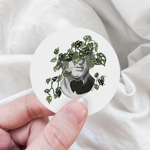 griechische Skulptur Vinyl Aufkleber, griechische Büste Übertopf Aufkleber, Monstera Pflanzer, ästhetischer Aufkleber für Laptop, Wasserflasche Dekor, Boho Vibes