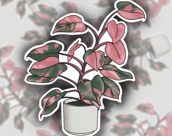 Pegatina de filodendro princesa rosa: calcomanía impermeable para plantas