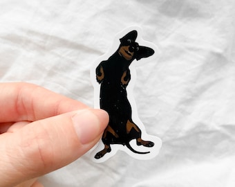 Pegatina de perro salchicha / Vinilo brillante impermeable Doxie Art