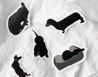 Juego de pegatinas de vinilo para perros salchichas / Arte de perros salchicha a prueba de agua para amantes de los perros
