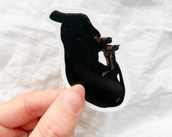 Pegatina de perro salchicha / Calcomanía minimalista de vinilo brillante