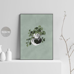 greek statue poster, greek mythology sculpture wall art, greek statue with flower aesthetics, statue wall art, greek bust printable wall art