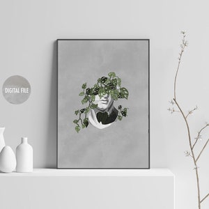 greek statue poster, greek mythology sculpture wall art, greek statue with flower aesthetics, statue wall art, greek bust printable wall art