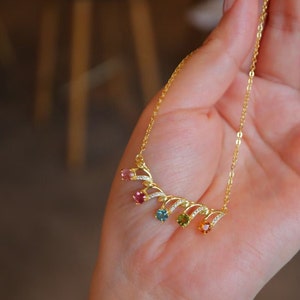 Colorful Tourmaline Chain Necklace, Multi Color Gemstone Necklace, Rainbow Color Stone Necklace, Delicate Everyday Necklace, Birthday Gifts