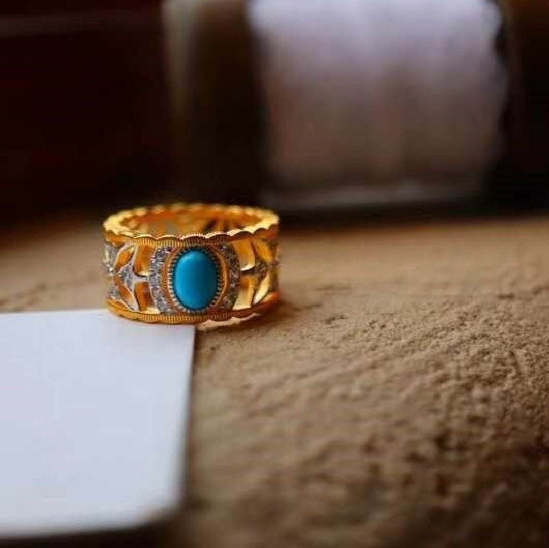 278 Vintage Turquoise Dress Ring main image 1