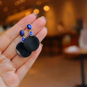 Black Onyx Dangle Earrings, Boho Onyx Dangle Drop Earrings, Natural Black Onyx Earrings, Black Gemstone Earrings, Geometric Drop Earrings