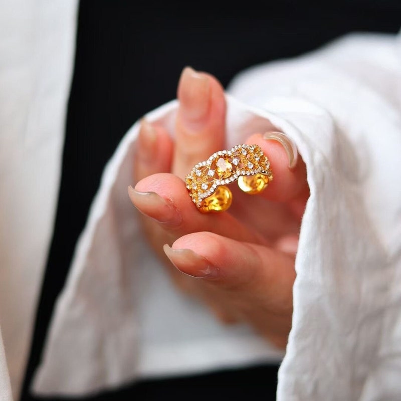 Citrine Wedding Ring Etsy