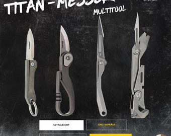 EDC Titanium Knives & Multitools – Scalpel, Folding Knife, Belt Clip Multitool – Ultralight, Robust, Ideal for Outdoors, Everyday Use