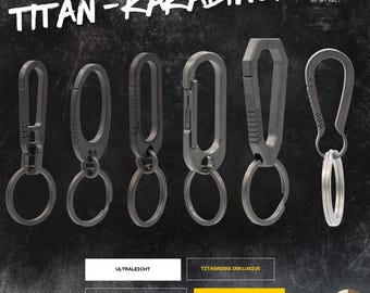 EDC titanium carabiner | Keychain for outdoor & everyday use | CNC titanium clip with key ring | Minimalist and robust | Gift