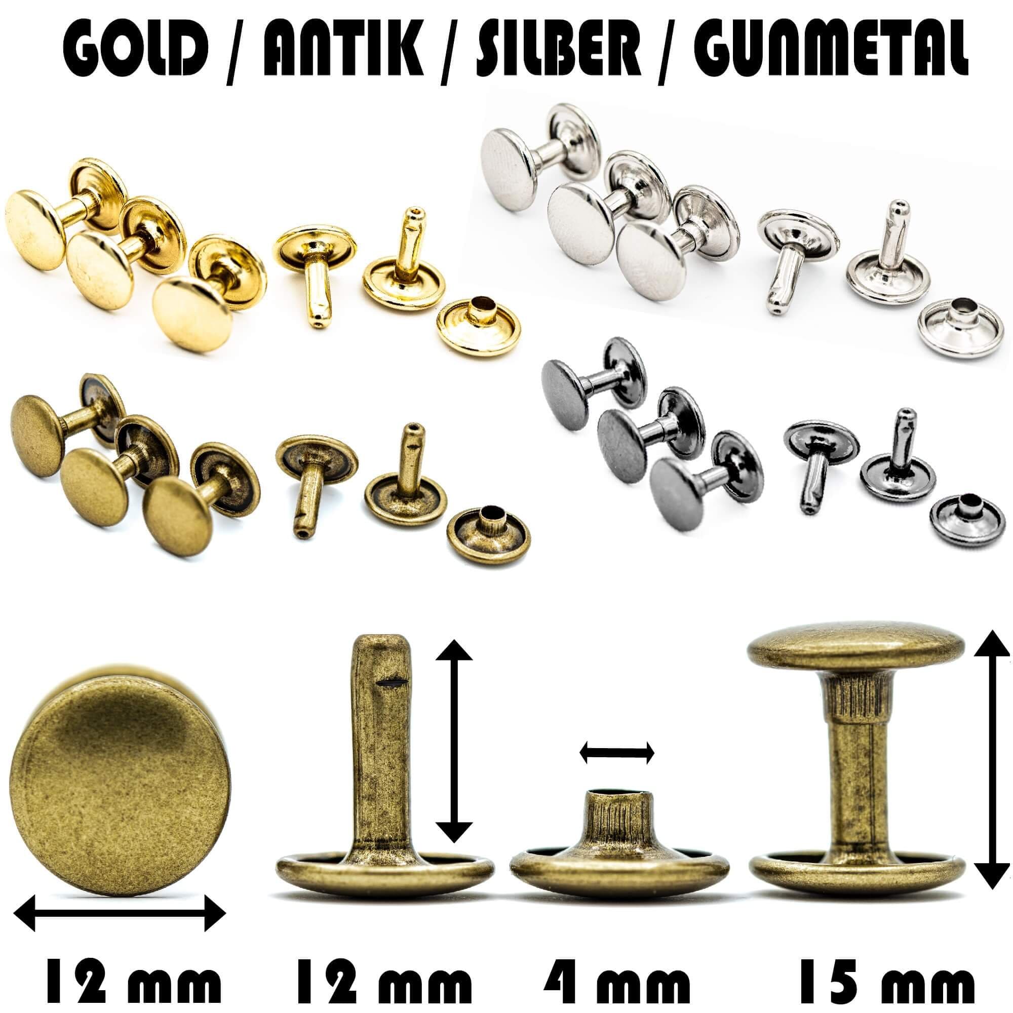 Gold Screw Rivets 20 Sets 96 Mm Metal Button Screw Back Studs -  Hong  Kong