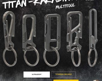 Ultralight titanium carabiner | Keychain with titanium ring | CNC-machined | EDC accessory for everyday use, hiking & travel
