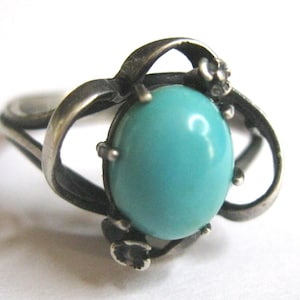 GORGEOUS Turquoise Vintage Ring Silver 875 USSR Soviet awesome!