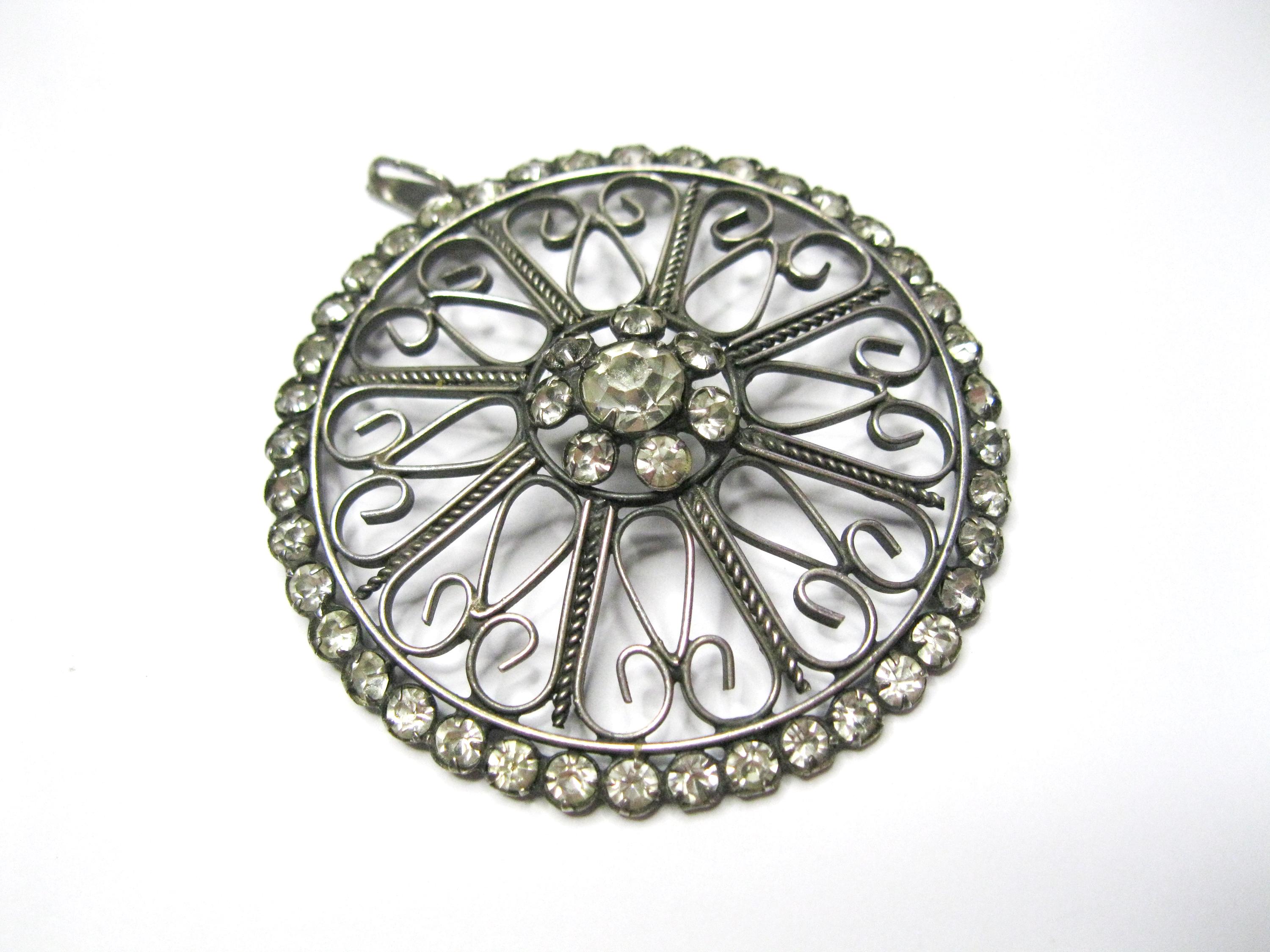 So beautiful rare Vintage Pendant Zircons USSR 60s Silver 875!