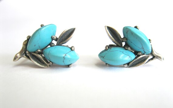 Vintage Beautiful Exclusive Turquoise Earrings Si… - image 4