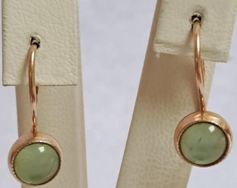 So much Elegant Vintage EARRINGS Chrysoprase GOLD 583 60's USSR