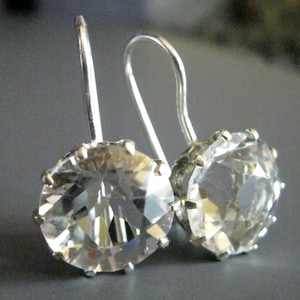 So beautiful Delicate Vintage EARRINGS rock crystal Silver 875 USSR