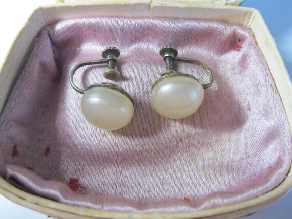 Vintage so nice RARE Earrings Pearls Silver 875  … - image 2