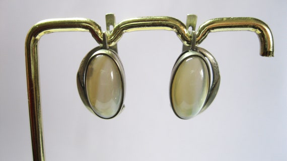 UNIQUE rare Soviet EARRINGS smoky quartz stone Si… - image 10
