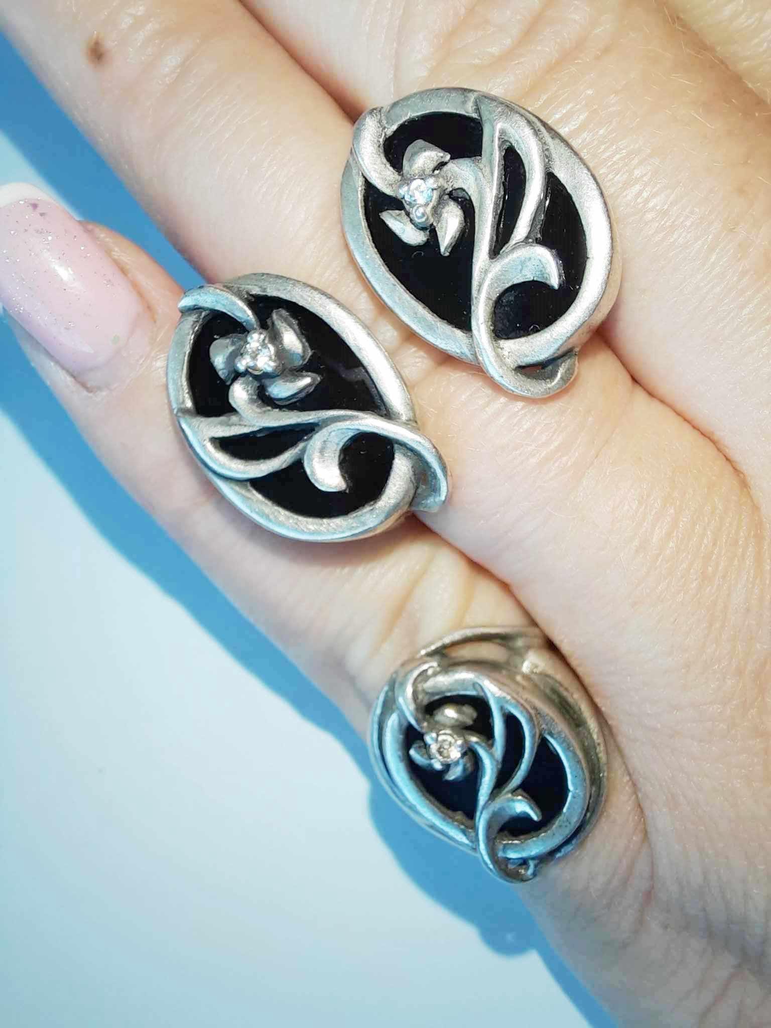 SUPER Unique Set of Earrings Ring Silver 925 USSR Ukrainian AMAZING!