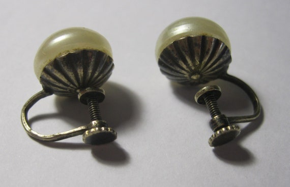 Vintage so nice RARE Earrings Pearls Silver 875  … - image 4