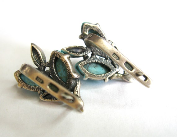 Vintage Beautiful Exclusive Turquoise Earrings Si… - image 2