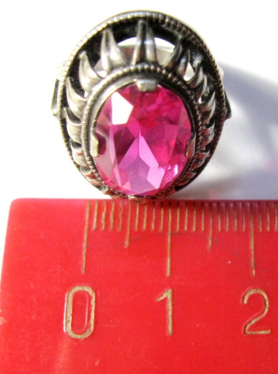 AMAZING Ruby Vintage Soviet Era Ring Silver 875 U… - image 5