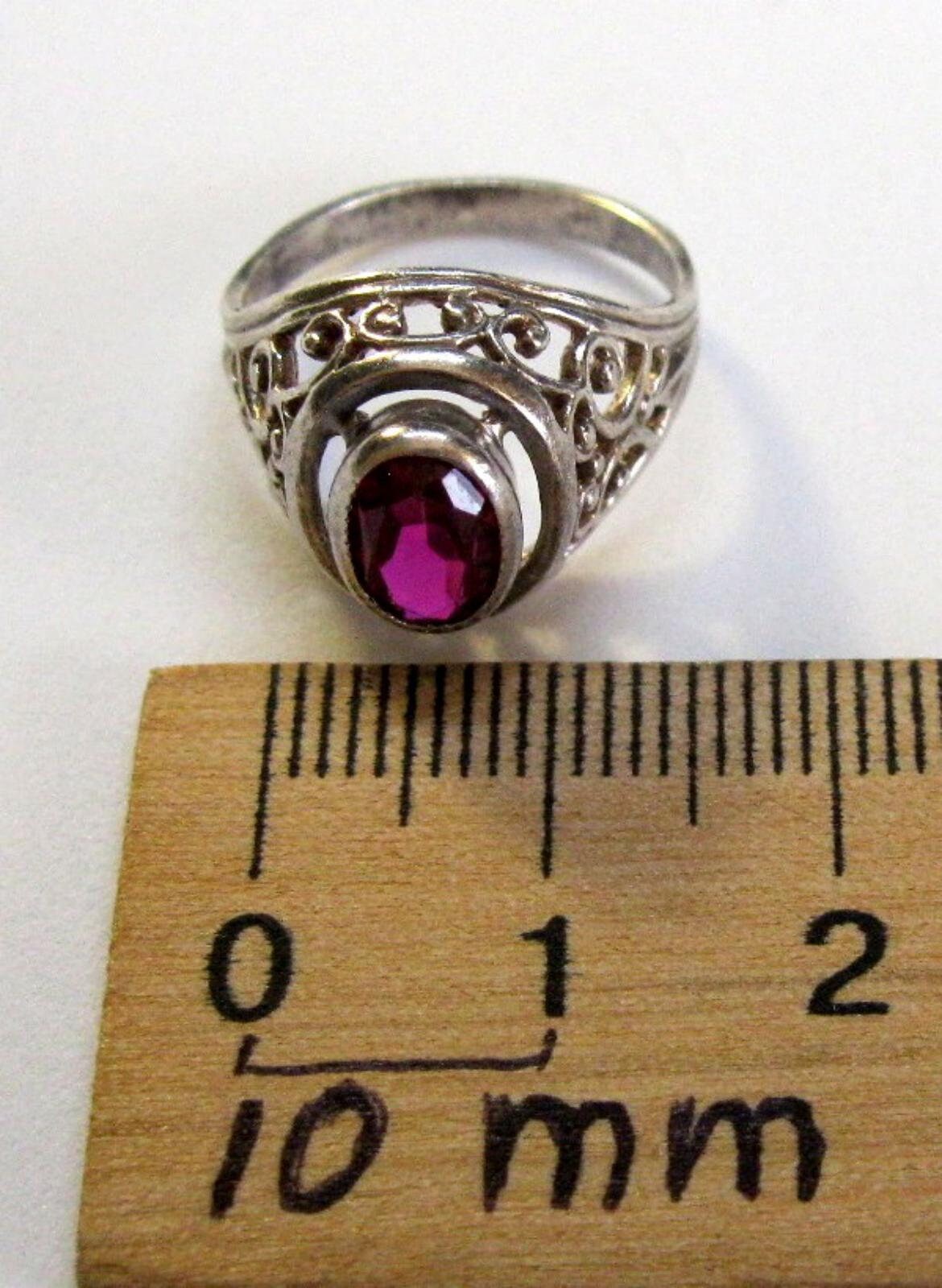 Bague Vintage URSS En Argent 875 Plaqué Or Avec Rubis - Occasion, Bonne état, Bijou Historique