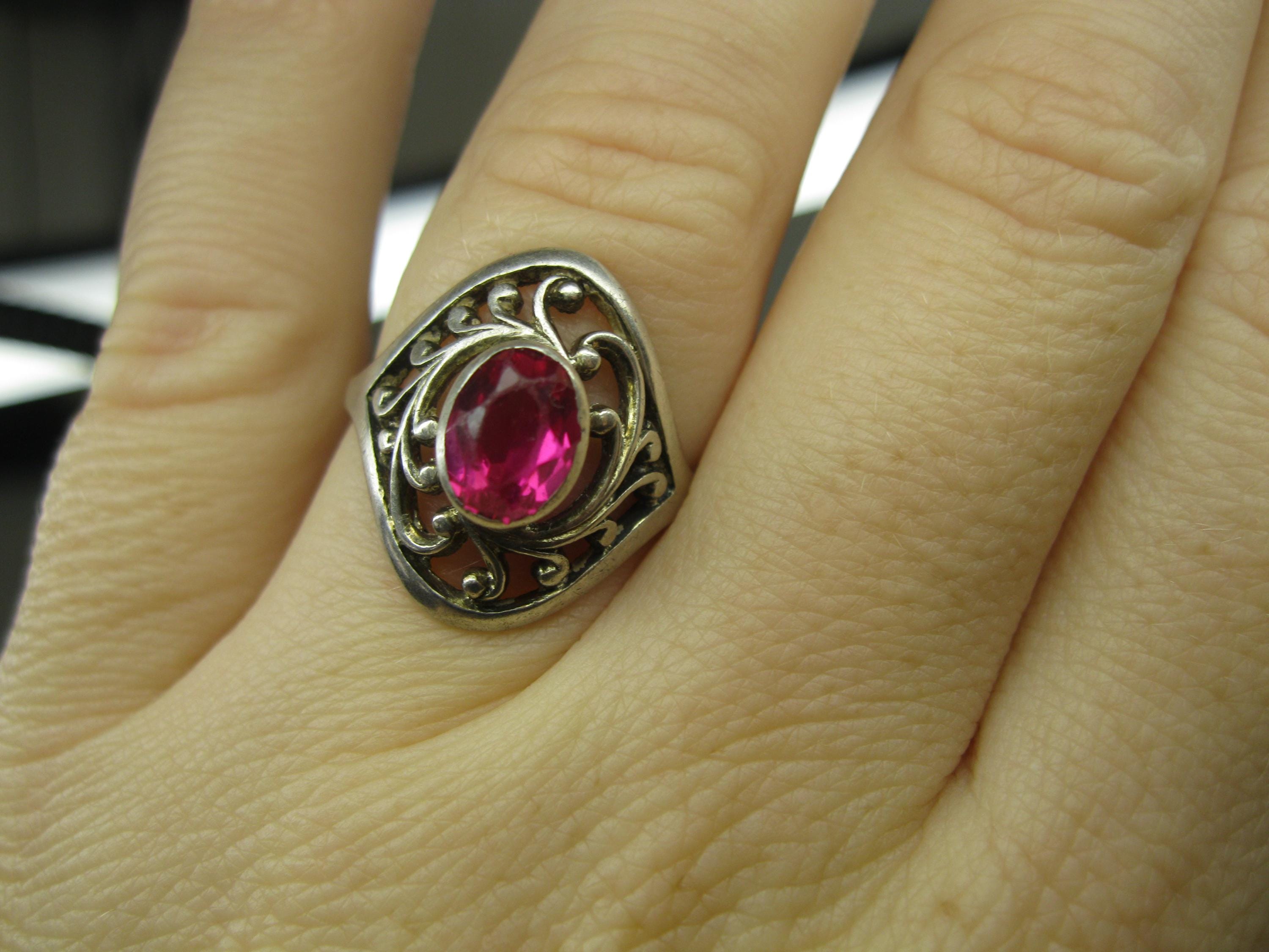 Bague Vintage URSS En Argent 875 Plaqué Or - Bijou Ancien Occasion Bon état