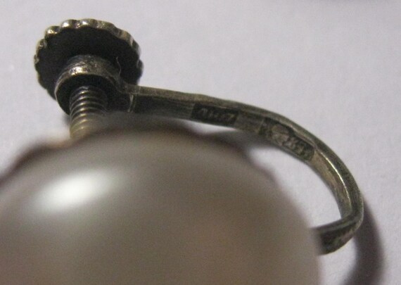 Vintage so nice RARE Earrings Pearls Silver 875  … - image 5