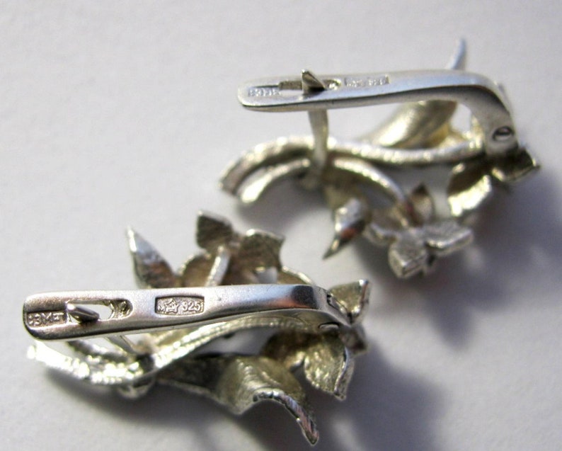 Awesome Delicate Vintage EARRINGS Silver \u0421ubic Zircon 925 USSR