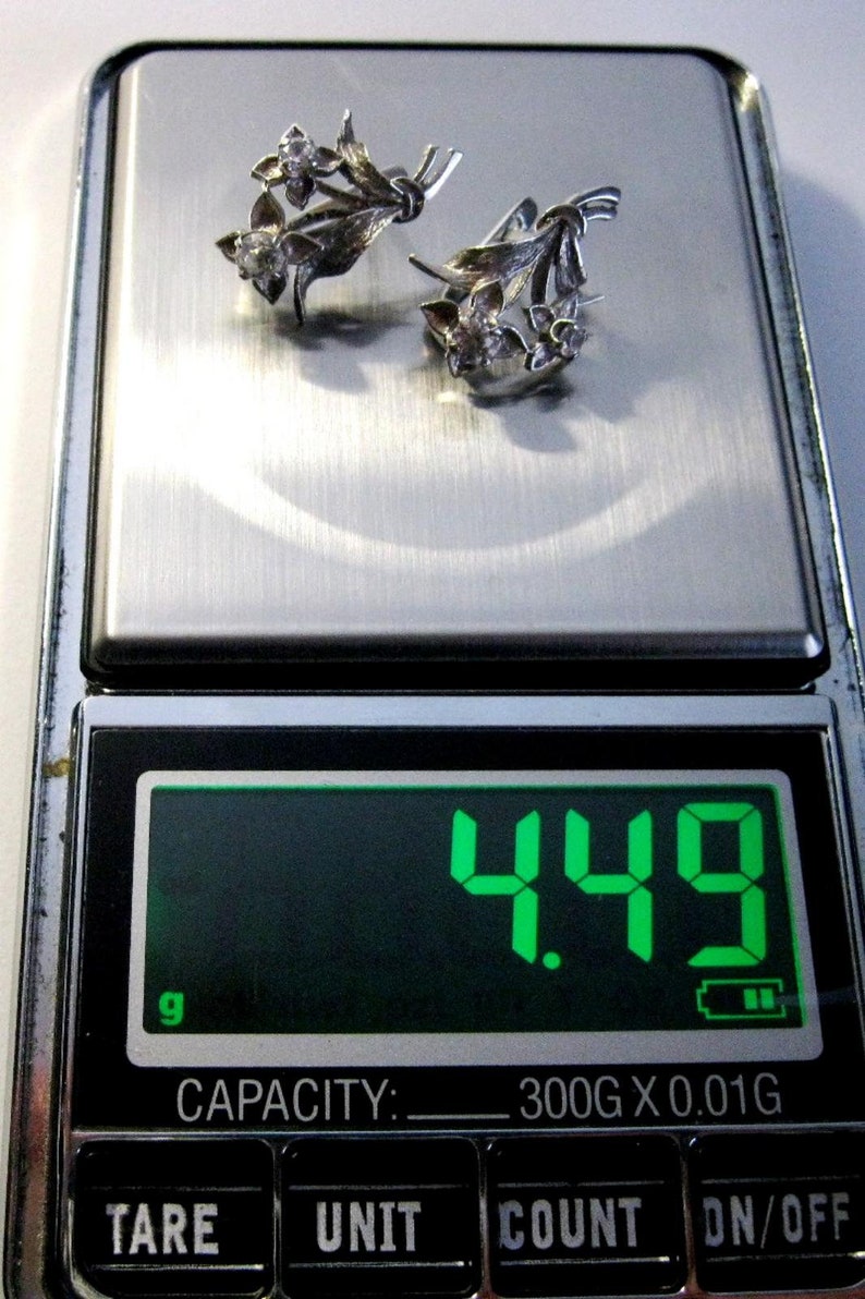 Awesome Delicate Vintage EARRINGS Silver \u0421ubic Zircon 925 USSR