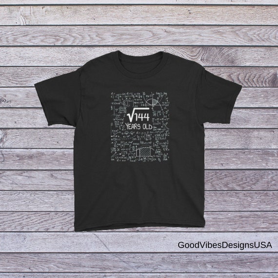 12th Birthday Shirt Square Root Of 144 12 Years Old Etsy