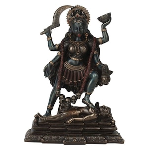 Estatua de la diosa Kali de 19,5 cm, ídolo multicolor de bronce unido, Kalika, Kali, deidad Shiva Shakti, figura de la Madre del Mundo, ídolo de Parvati, Mahakali