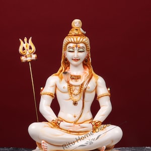Lord Shiva Statue 29 CM - Marble Dust Shiv Idol - Meditating Shankar Deity - Mahadeva - Shankara  Siva Bholenath Idol - Shiv For Home Temple