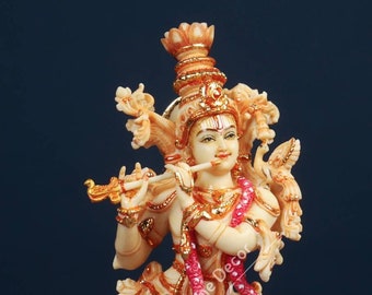 Lord Krishna Ídolo de 14" - Estatua de Dios Madhav - Figura de Dios Religioso Hindú - Deidad Girdhar - Estatua de Gopal Krishna - Estatua de Krsna - Ídolo Shyam