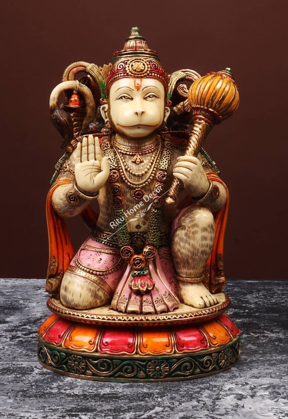 Lord Hanuman Idol - 28 Cm Dust Marble Hanuman Statue - Hindu