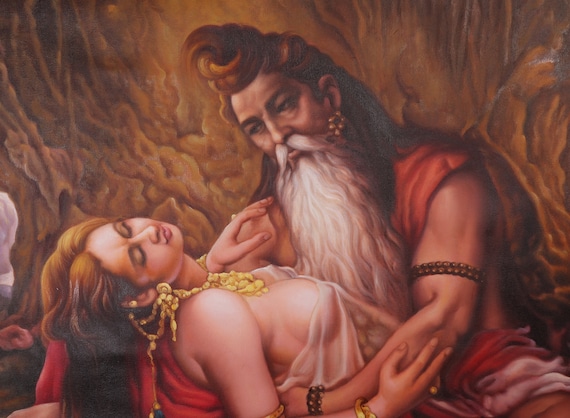 Sage Vishwamitra Maneka Love Scene Painting Canvas Painting - Etsy Singapore