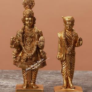 Swaminarayan Statue - Brass Akshar Purshottam Figurine - Aksarabrahma - Parabrahma - Darsanam - Gunatitanand Swami Statue - Gift